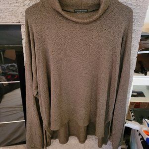 army green color loose fitting cowl neck top